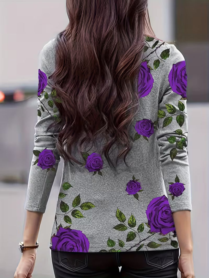 Zunni - Floral Print Mock Neck Top