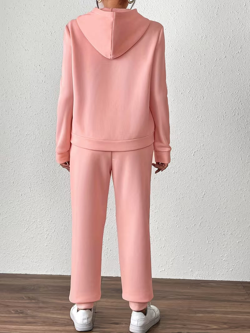 Feneila - Pearl-Embellished Hooded Two-Piece Set