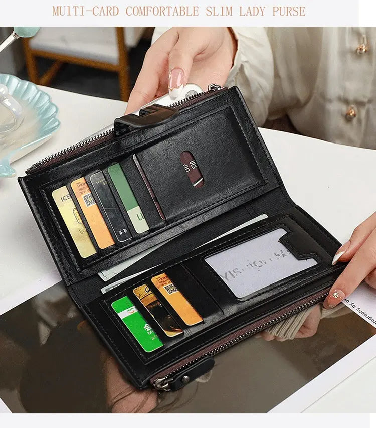 Hinina - Leather Wallet With Double Zipper