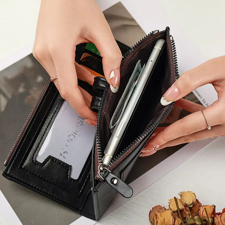 Hinina - Leather Wallet With Double Zipper