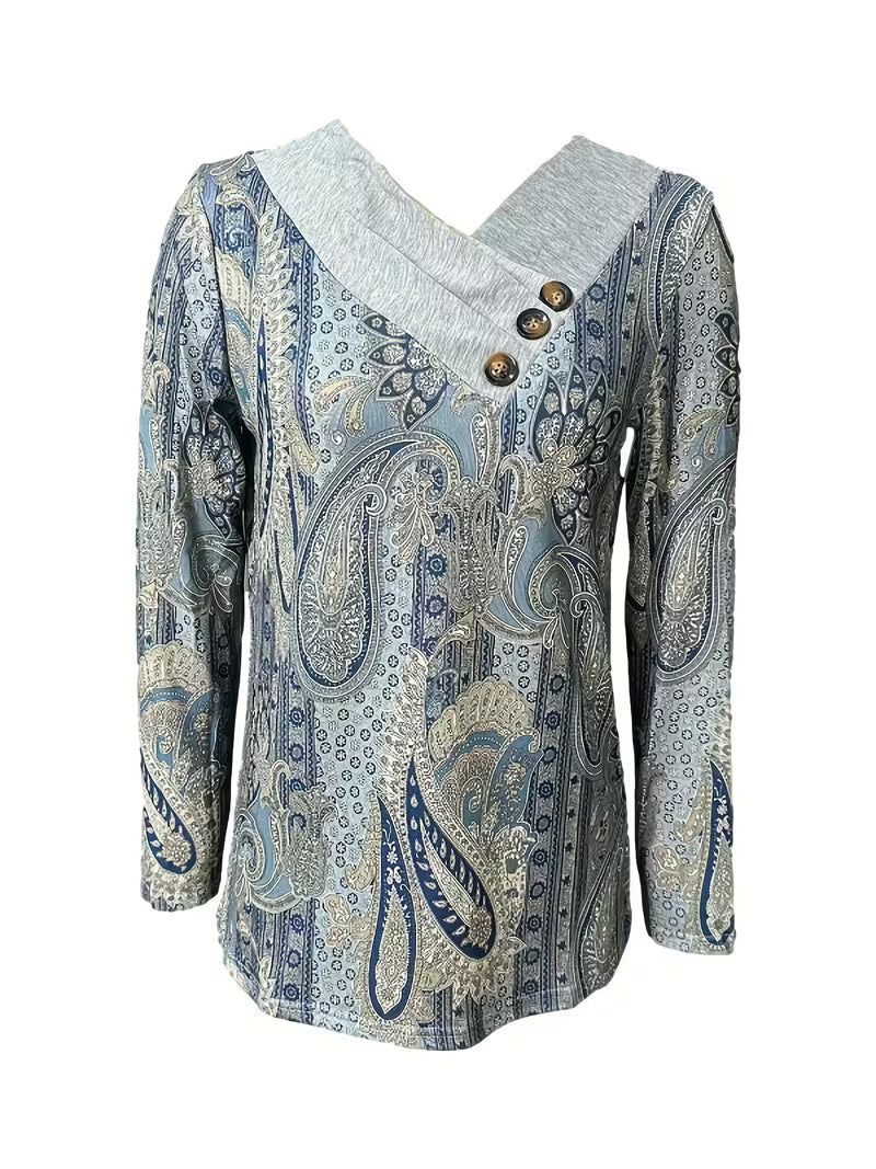Vinja - Paisley Print Cowl Neck Top