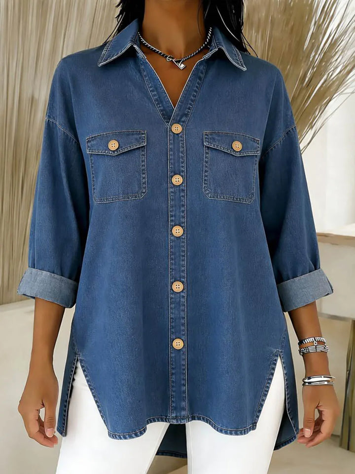 Durcia - Long Sleeved Denim Shirt With Lapels