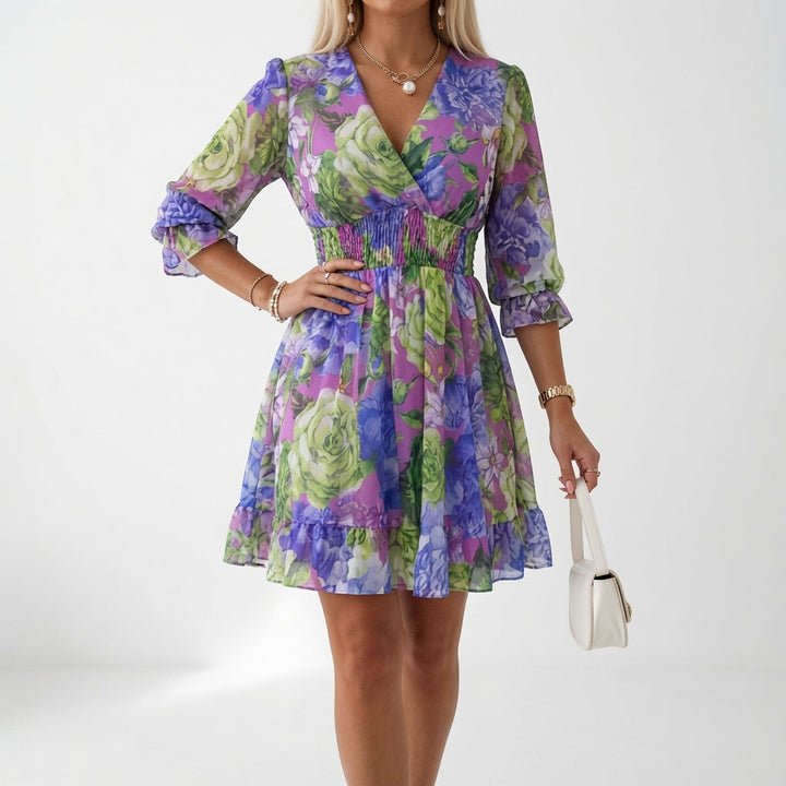 Shilaa - Floral Mini Dress With Gathered Waist