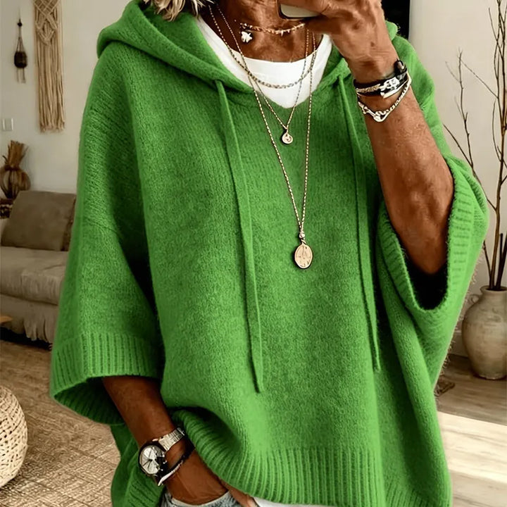 Kinala - Oversized Knit Hoodie With Drawstring