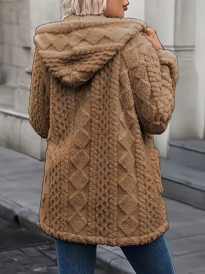 Elima - Double Sided Plush Zip-Up Hooded Cardigan