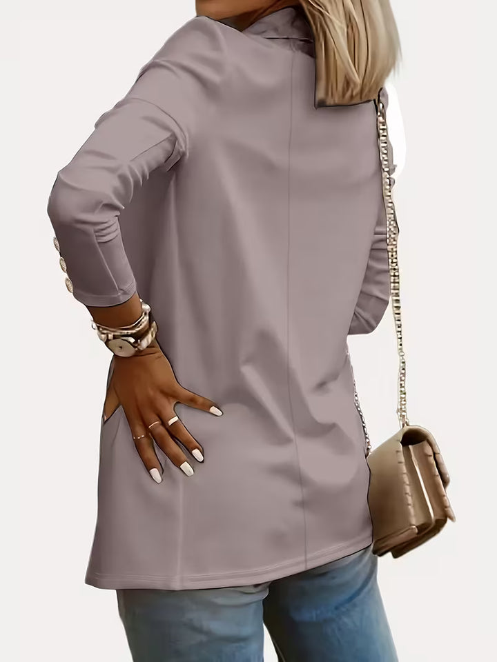 Nikia - Long sleeve Decorative Button Blazer