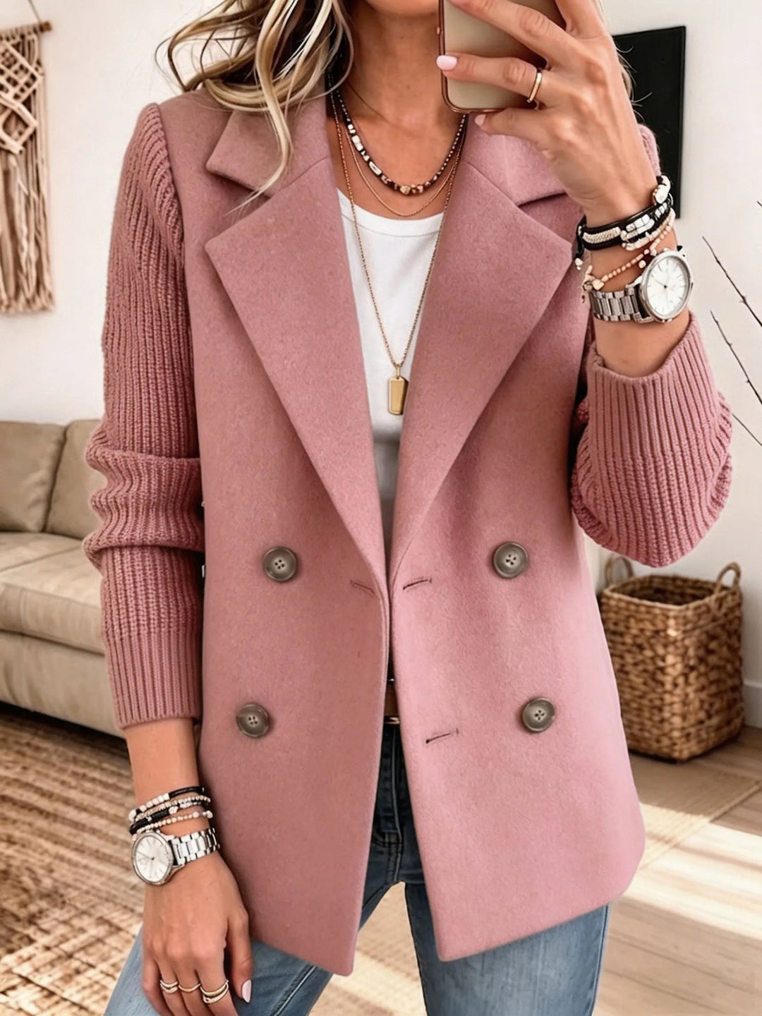 Winchell - Stylish Autumn Jacket With Knitted Sleeves