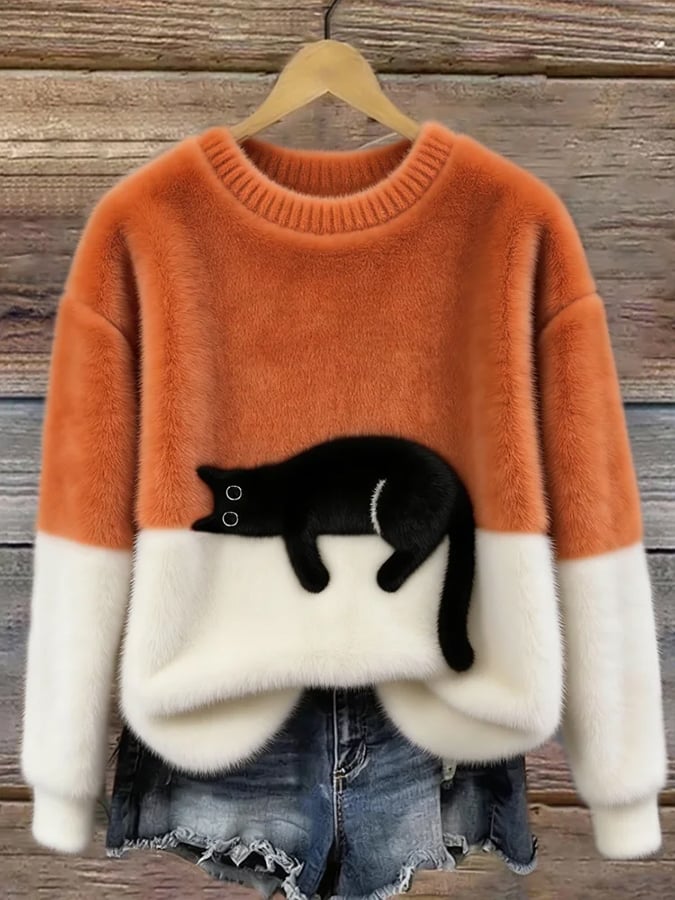 Aiste - Casual Cat Graphic Sweater
