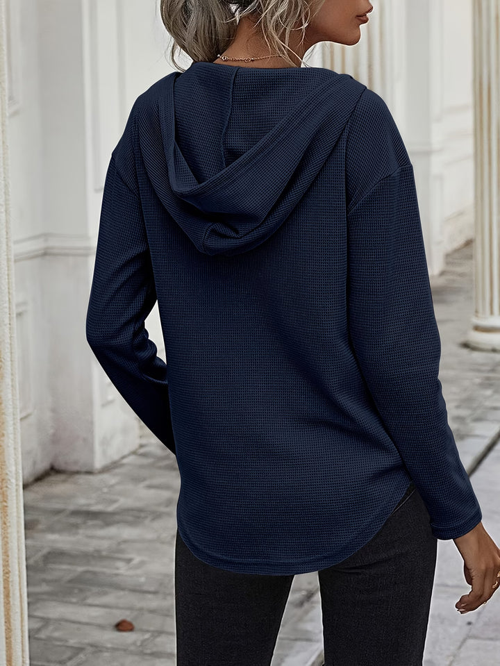 Seonie - Long Sleeve V Neck Hoodie