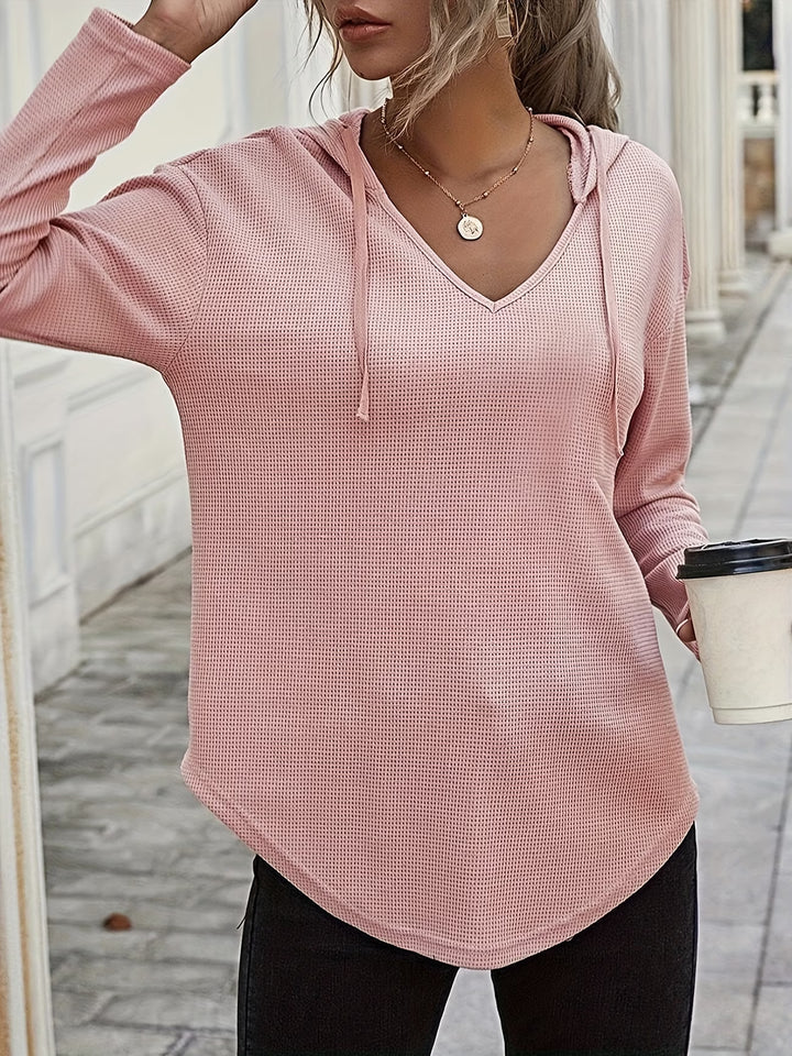 Seonie - Long Sleeve V Neck Hoodie