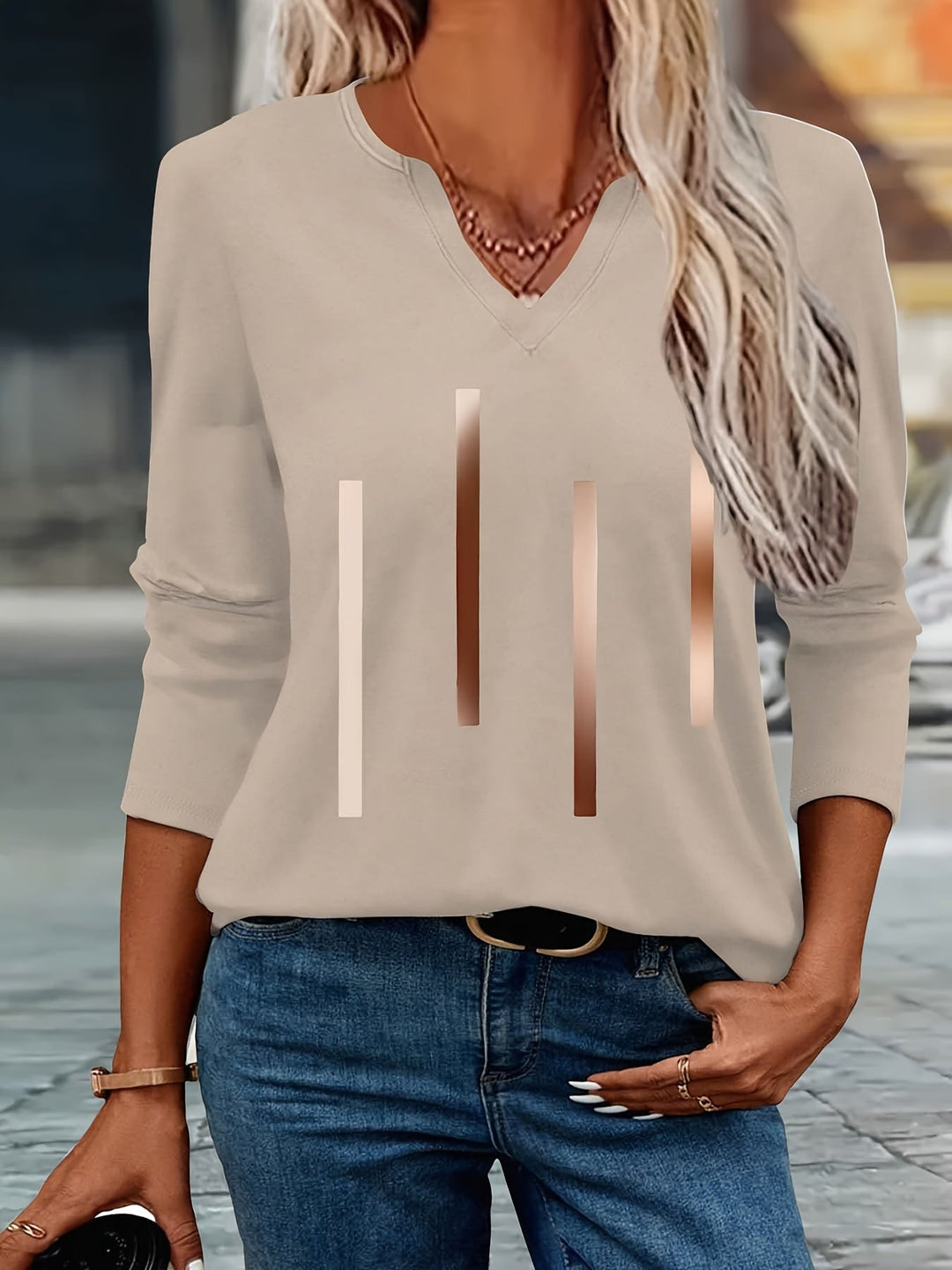 Ziqian - Elegant Long Sleeve Printed Shirt