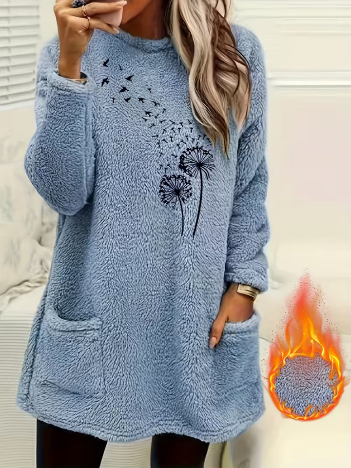 Zibija - Fleece Sweatshirt With Dandelion Print