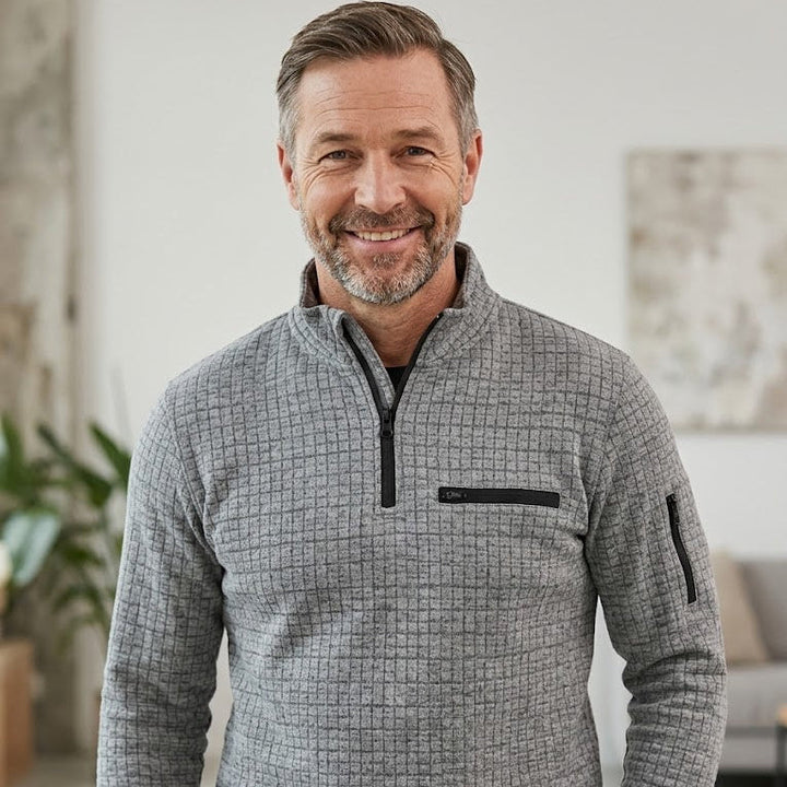 Morkan- Textured Quarter Zip Sweater