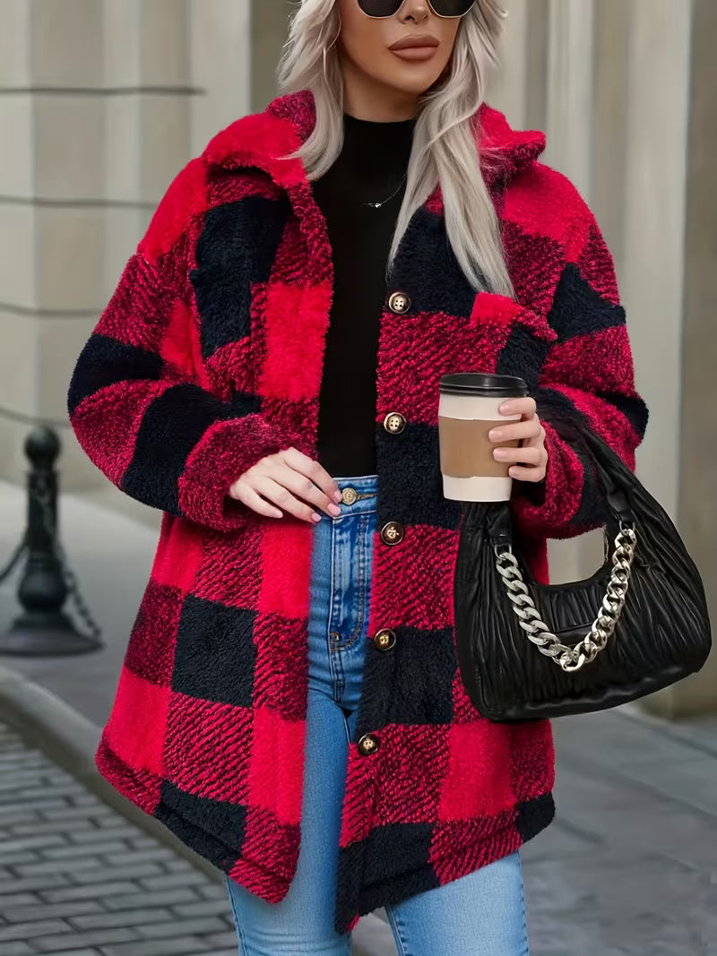 Zariana - Cross-Border Plaid Plush Jacket