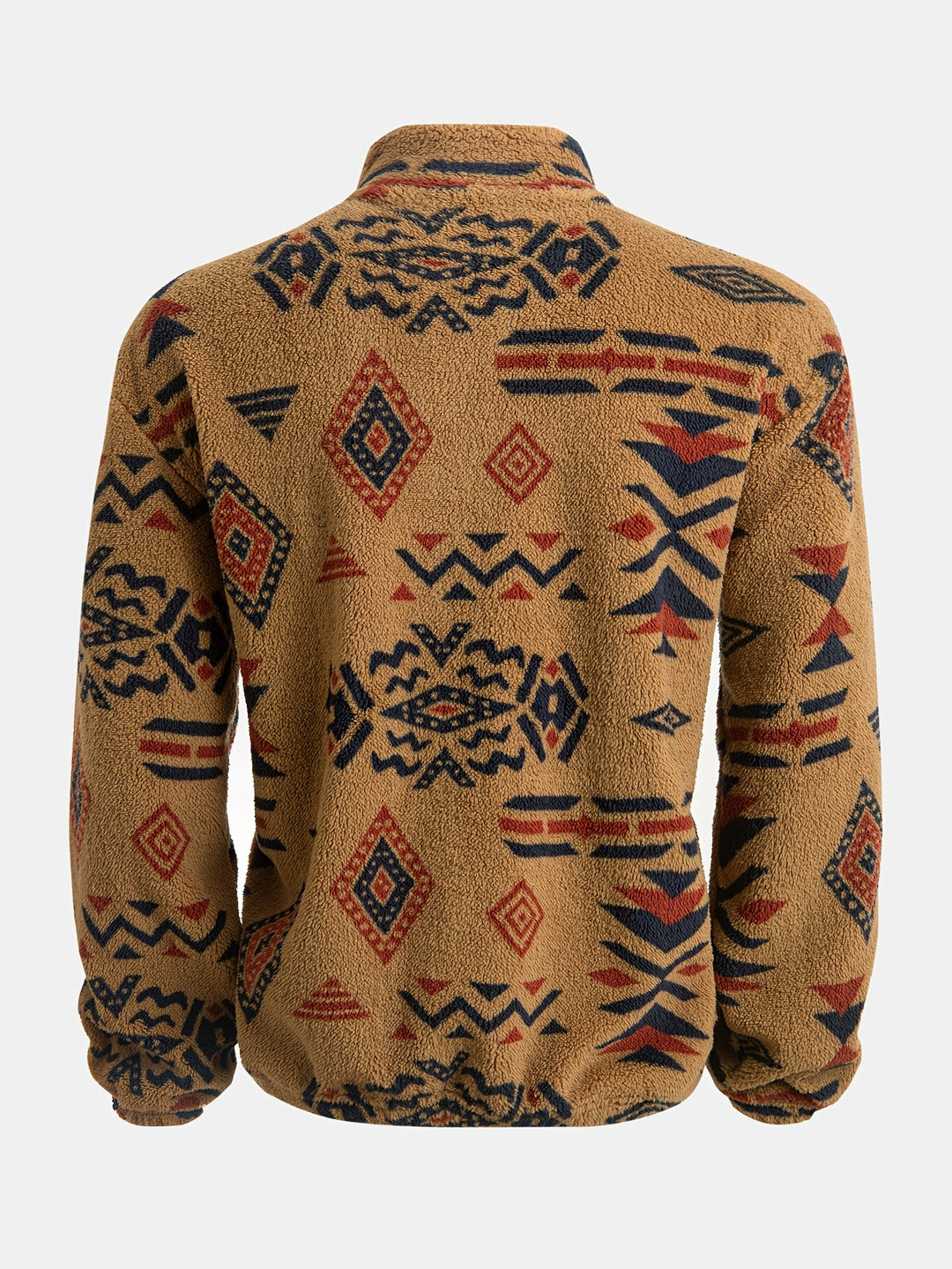 Jacco - Geometric Print Half-Zip Fleece Pullover Sweatshirt