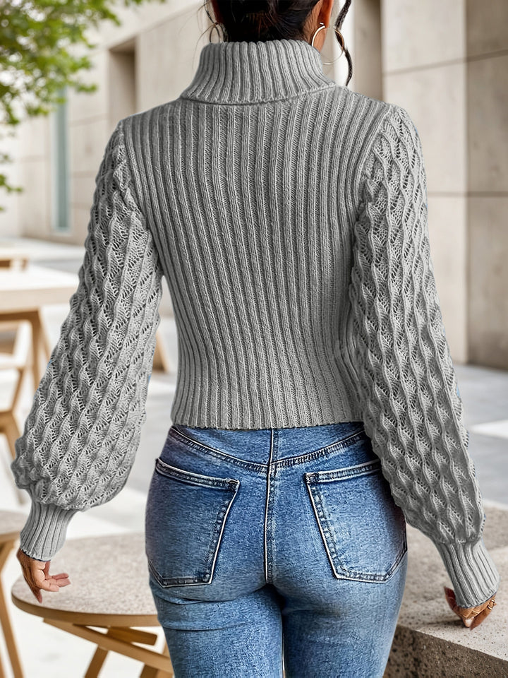 Bibiane - Casual Cutout Turtleneck Knitted Sweater
