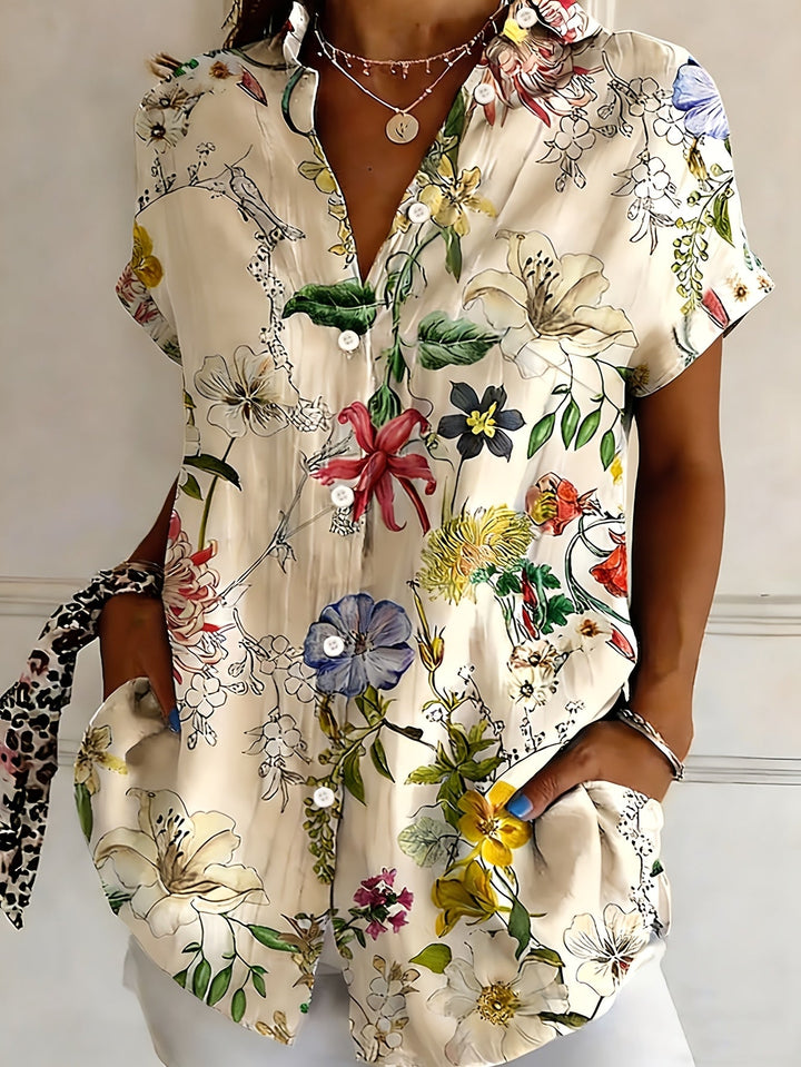 Nabilah - Casual Short Sleeve Top With Floral Print