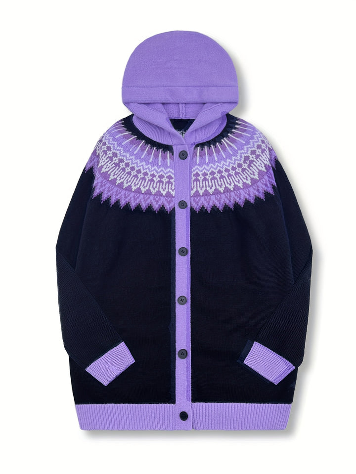 Gulnur - Elegant Long Sleeve Winter Hooded Sweater