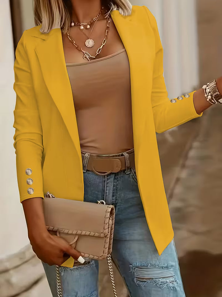 Nikia - Long sleeve Decorative Button Blazer