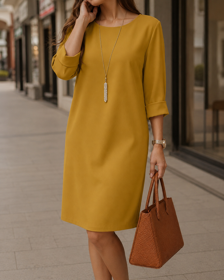 Huguette - Round-Neck Shift Dress With Pockets