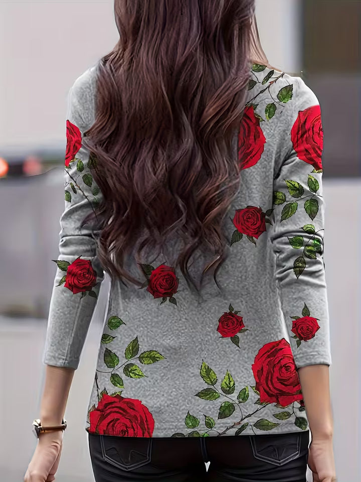 Zunni - Floral Print Mock Neck Top