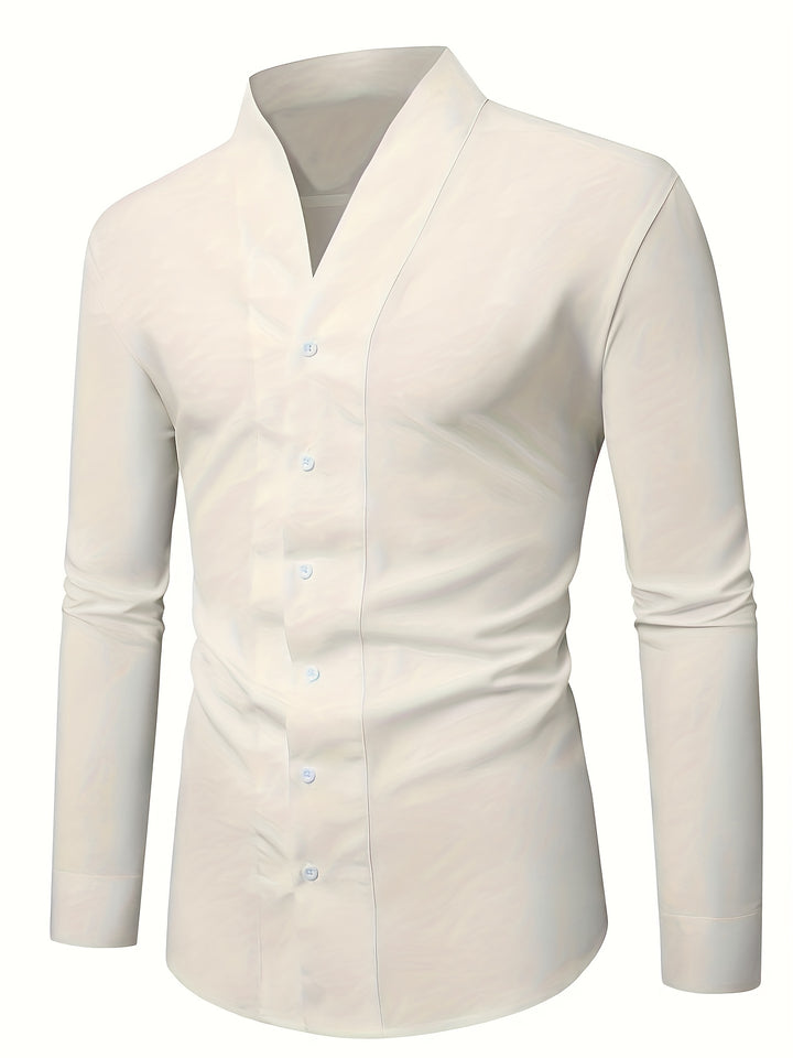 Almasbek - Slim Fit Long Sleeved V-Neck Shirt