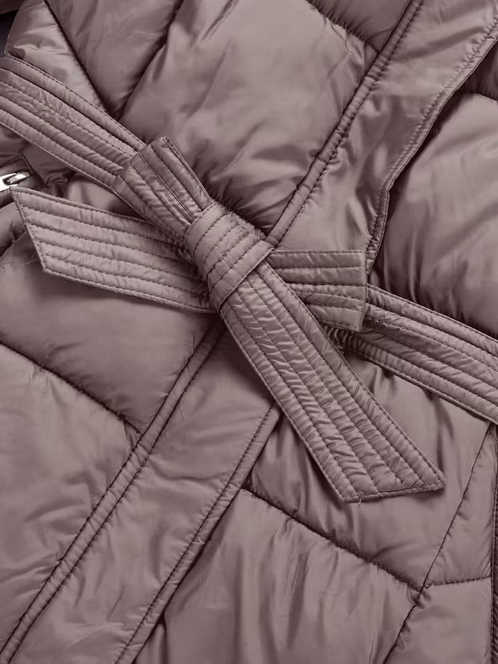 Inza - Hooded Puffer Jacket With Belt