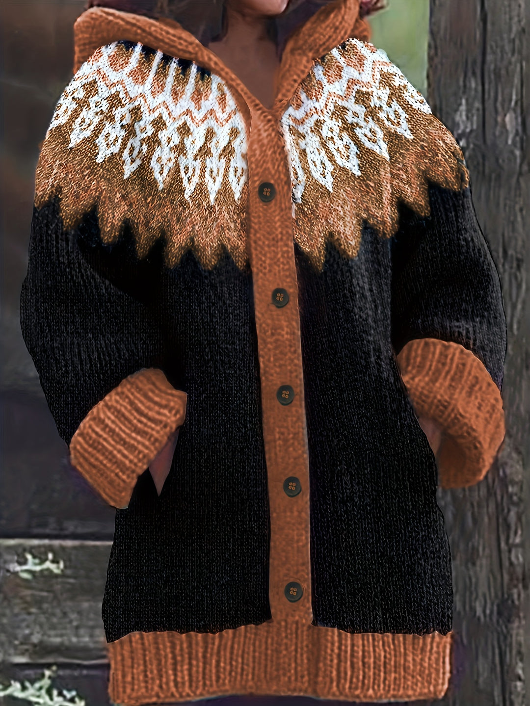 Gulnur - Elegant Long Sleeve Winter Hooded Sweater