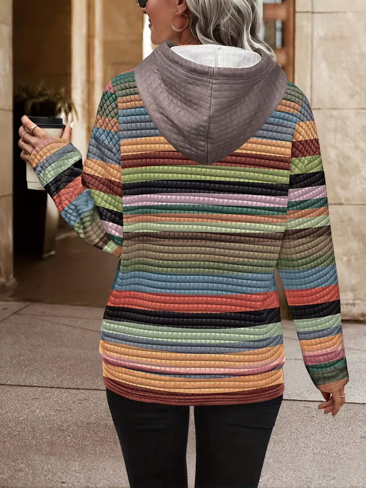 Bilisha - Striped Print Hooded Sweatshirt