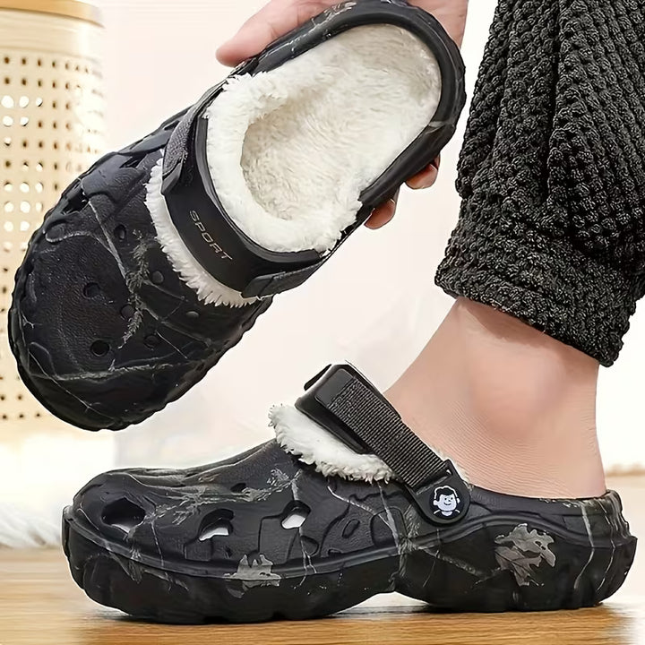 Sjoukje - Fleece Lined Camouflage Clogs with Adjustable Straps