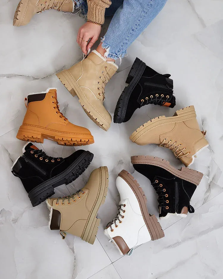 Alosia - Ankle Boots with Laces and Chunky Soles