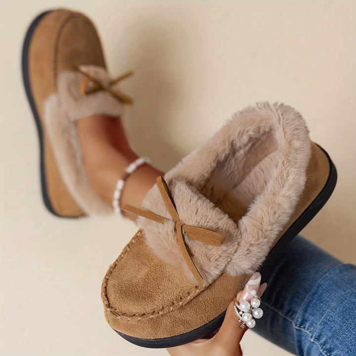Suzia - Cozy Plush Slipper With Bow