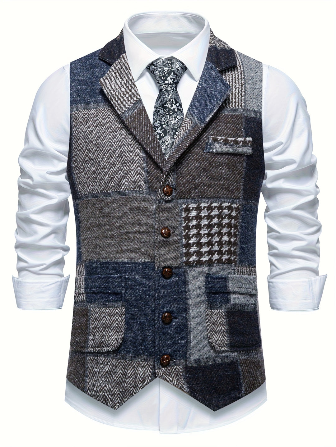 Mladen - Vintage Lapel Suit Vest With Pocket