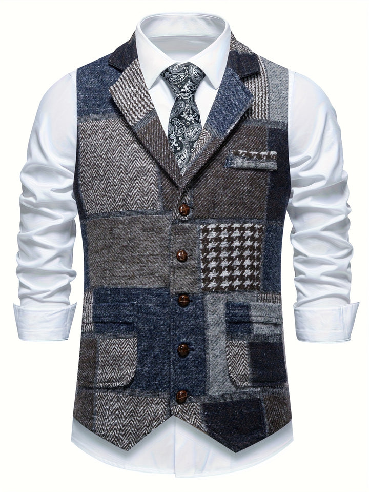 Mladen - Vintage Lapel Suit Vest With Pocket