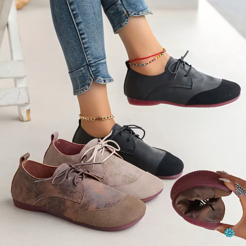 Zuniya - Lace-Up Low Wedge Comfort Shoes