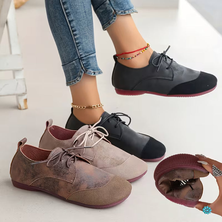 Zuniya - Lace-Up Low Wedge Comfort Shoes
