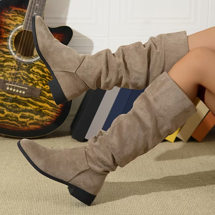 Joliza - Slouchy Mid-Calf Boots With Low Heel
