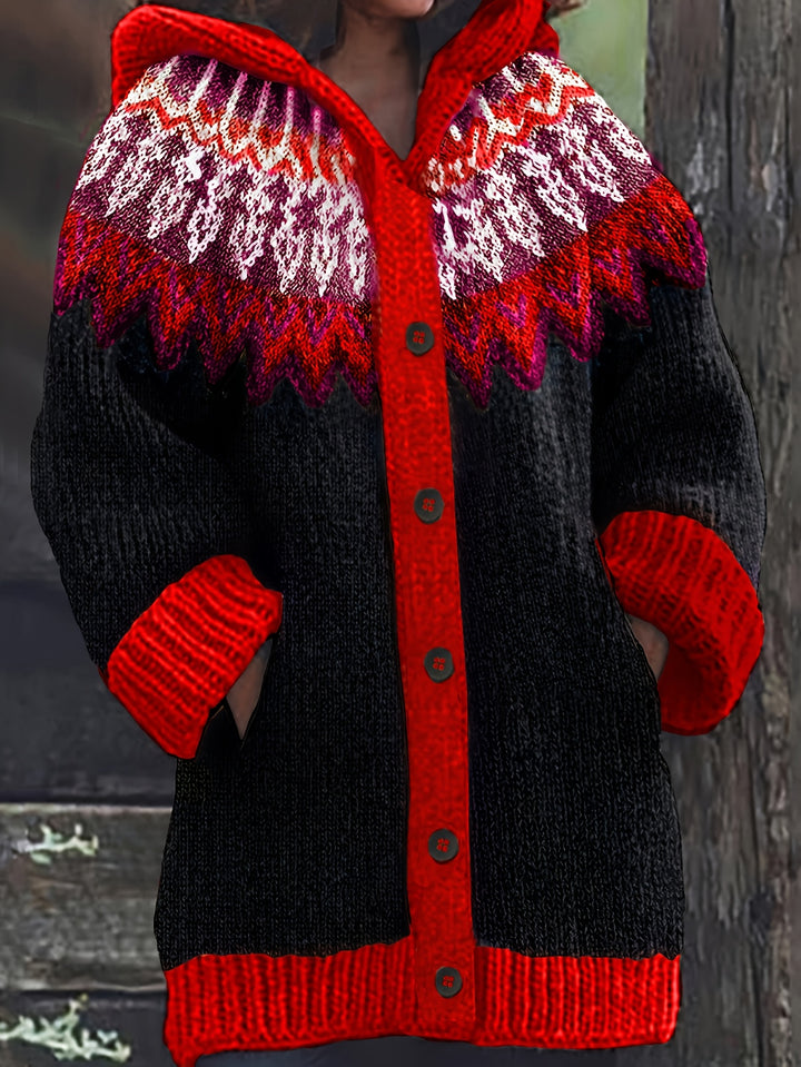 Gulnur - Elegant Long Sleeve Winter Hooded Sweater