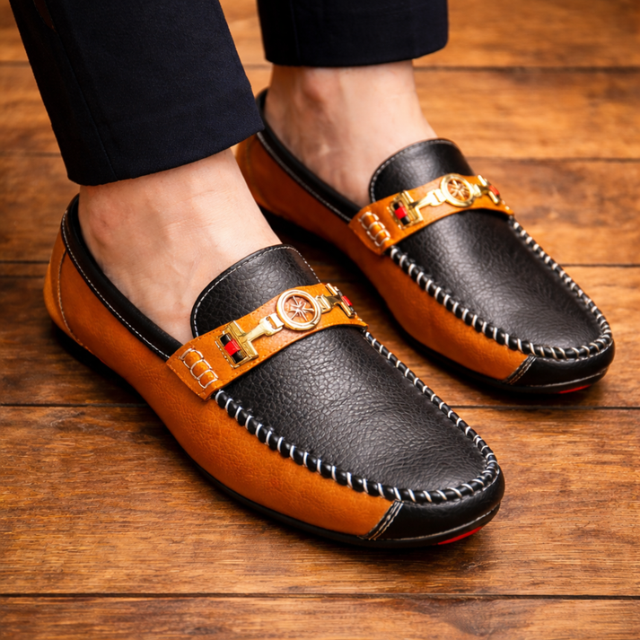 Stewart - Modern Two-Tone Leather Loafers