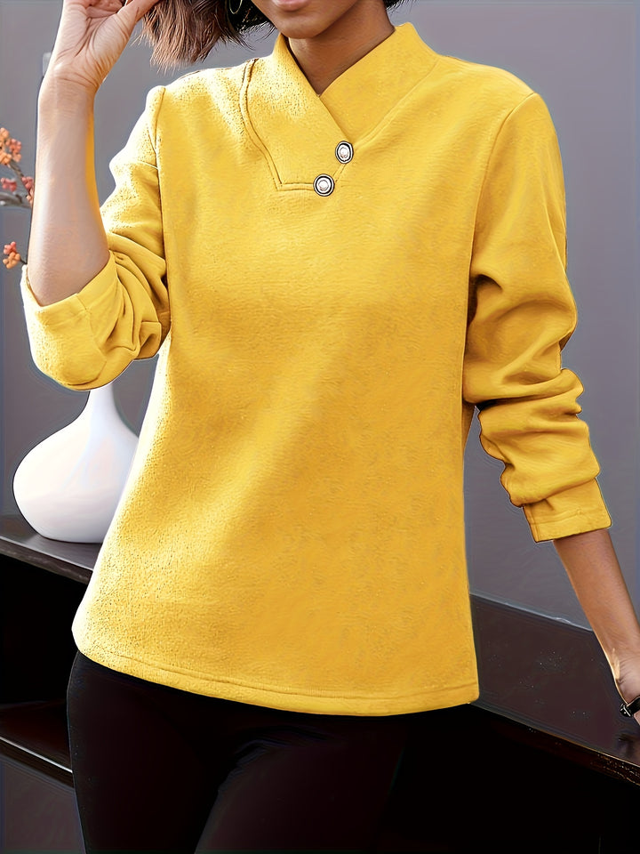 Bonya - Casual Long Sleeve V-Neck Collar Top