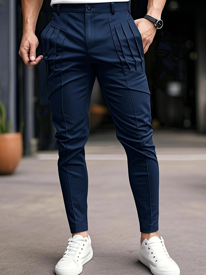 Alexey - Casual Slim Fit Pleated Pant Slant Pocket