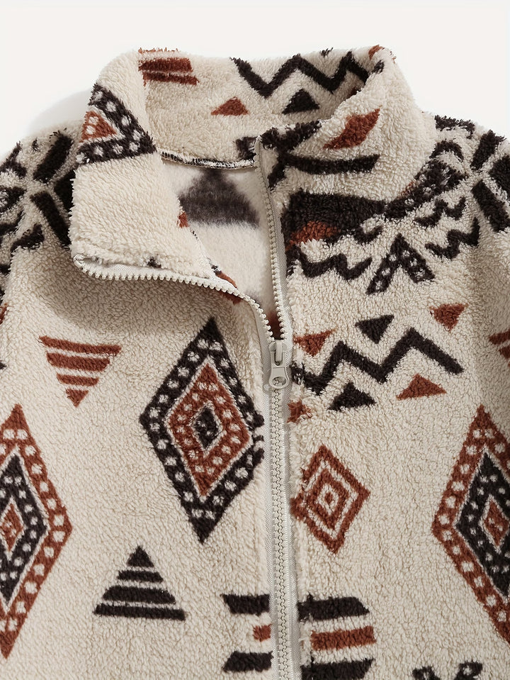 Esra - Long Sleeve Geometric Print Jacket