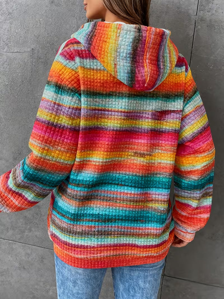 Leoiza - Rainbow Print Hooded Sweatshirt