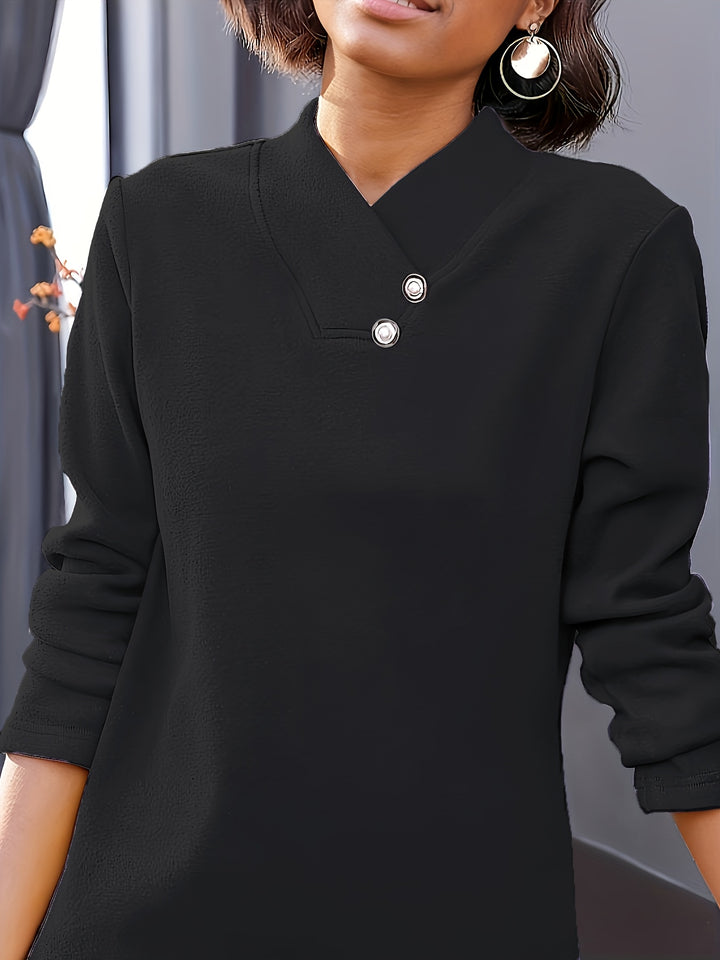 Bonya - Casual Long Sleeve V-Neck Collar Top