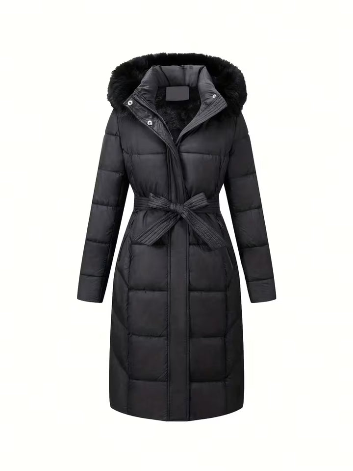 Inza - Hooded Puffer Jacket With Belt