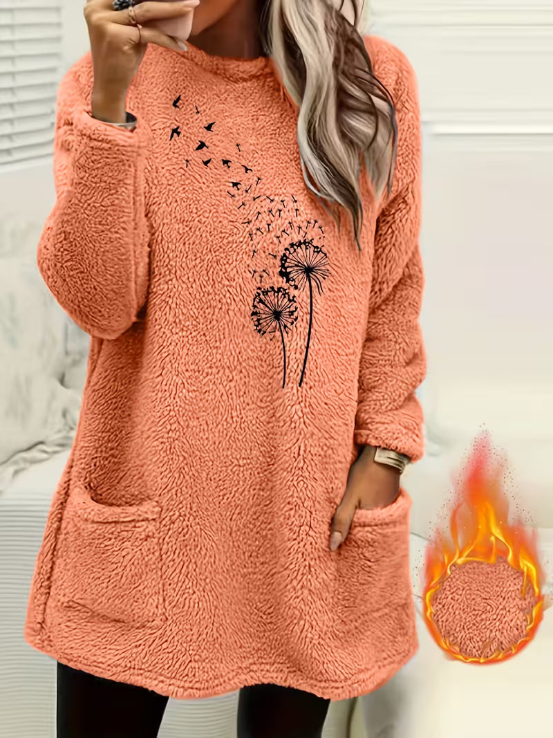 Zibija - Fleece Sweatshirt With Dandelion Print