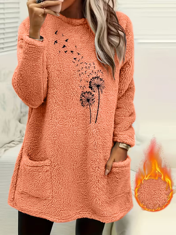 Zibija - Fleece Sweatshirt With Dandelion Print