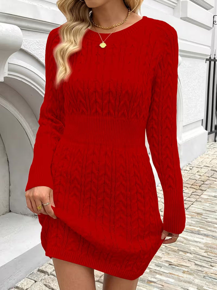 Lilona - Cable Knit Bodycon Sweater Dress