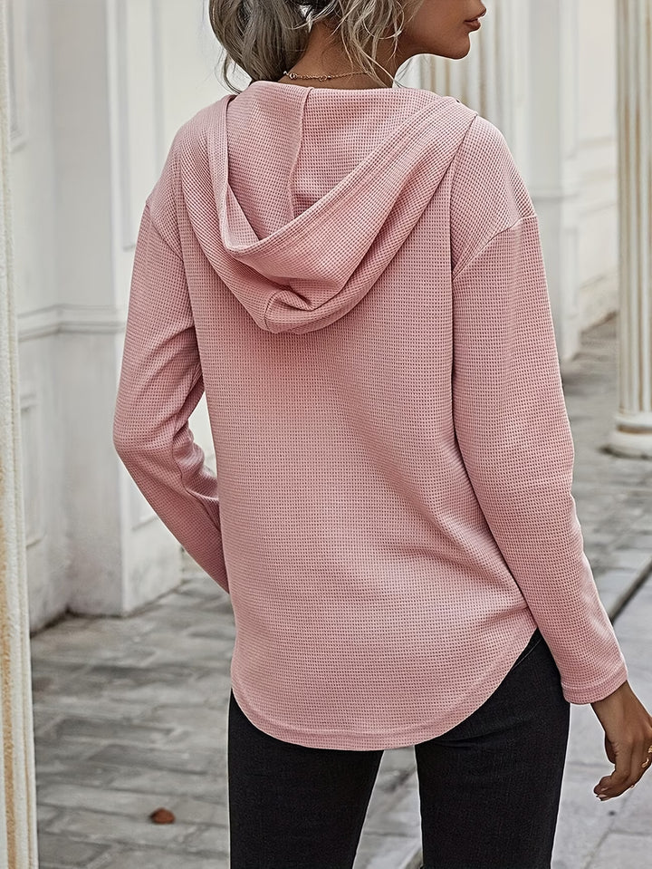 Seonie - Long Sleeve V Neck Hoodie