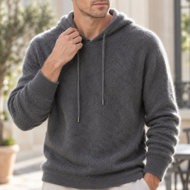 Fynch - Knitted Hoodie With Drawstring and Ribbed Cuffs